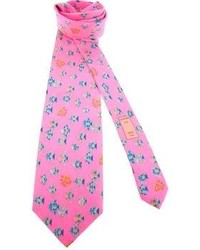 Ярко-розовый галстук с принтом