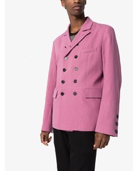 Мужской ярко-розовый двубортный пиджак от Ann Demeulemeester