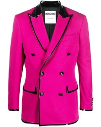 Мужской ярко-розовый двубортный пиджак от Moschino