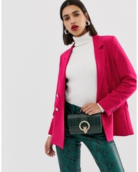 Женский ярко-розовый двубортный пиджак от Warehouse