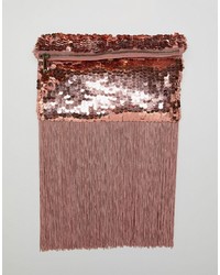 Ярко-розовый клатч с пайетками c бахромой от ASOS DESIGN