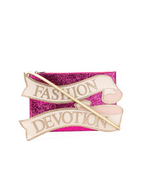Ярко-розовый клатч с пайетками с украшением от Dolce & Gabbana