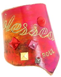 Ярко-розовый кожаный браслет
