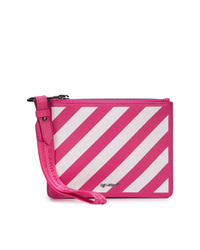 Ярко-розовый кожаный клатч в вертикальную полоску от Off-White