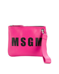 Ярко-розовый кожаный клатч с принтом от MSGM