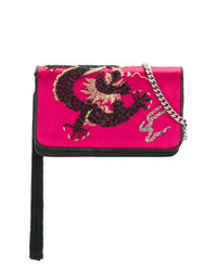 Ярко-розовый кожаный клатч с украшением от Les Petits Joueurs