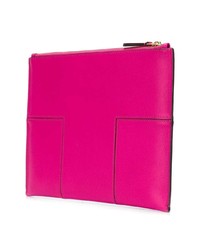 Ярко-розовый кожаный клатч от Tory Burch