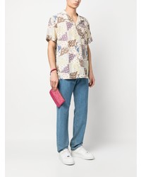 Мужской ярко-розовый кожаный мужской клатч от Moschino