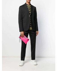 Мужской ярко-розовый кожаный мужской клатч от Versace