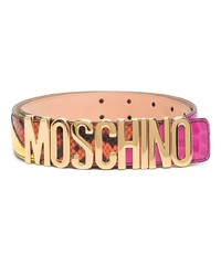 Мужской ярко-розовый кожаный ремень от Moschino