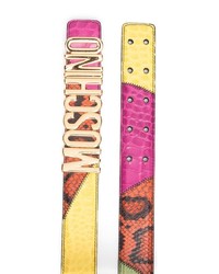 Мужской ярко-розовый кожаный ремень от Moschino