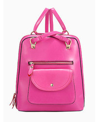 Ярко-розовый кожаный рюкзак