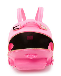 Женский ярко-розовый кожаный рюкзак от Versace