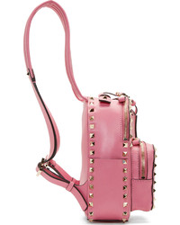 Женский ярко-розовый кожаный рюкзак от Valentino