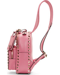 Женский ярко-розовый кожаный рюкзак от Valentino