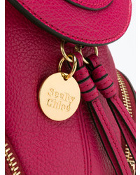 Женский ярко-розовый кожаный рюкзак от See by Chloe