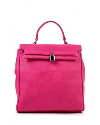 Женский ярко-розовый кожаный рюкзак