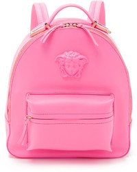 Женский ярко-розовый кожаный рюкзак от Versace