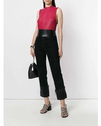 Ярко-розовый кожаный укороченный топ от Manokhi