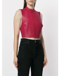 Ярко-розовый кожаный укороченный топ от Manokhi