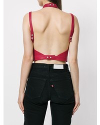 Ярко-розовый кожаный укороченный топ от Manokhi