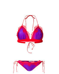 Ярко-розовый кружевной бикини-топ