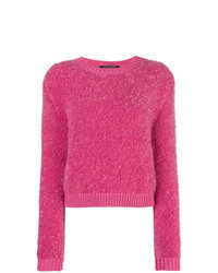 Женский ярко-розовый меховой свитер с круглым вырезом от Antonino Valenti