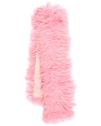 Женский ярко-розовый меховой шарф