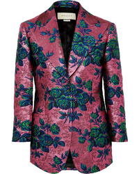 Ярко-розовый пиджак из парчи с цветочным принтом