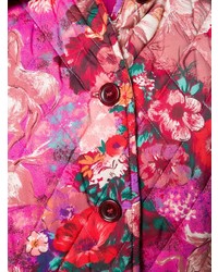 Женский ярко-розовый пуховик с цветочным принтом от Kenzo Vintage