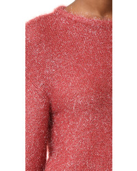 Женский ярко-розовый пушистый свитер с круглым вырезом от Tibi