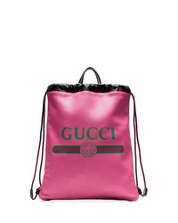 Мужской ярко-розовый рюкзак с принтом от Gucci