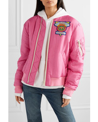 Женский ярко-розовый сатиновый бомбер от Gucci