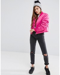 Женский ярко-розовый сатиновый бомбер от Asos