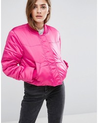 Женский ярко-розовый сатиновый бомбер от Asos