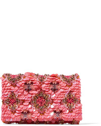 Ярко-розовый сатиновый клатч с украшением