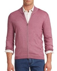 Ярко-розовый свитер на молнии