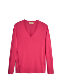 Женский ярко-розовый свитер с v-образным вырезом от Burberry