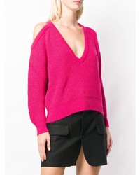 Женский ярко-розовый свитер с v-образным вырезом от IRO