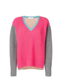 Женский ярко-розовый свитер с v-образным вырезом от Cruciani