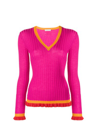 Женский ярко-розовый свитер с v-образным вырезом от Emilio Pucci