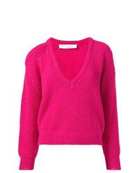Женский ярко-розовый свитер с v-образным вырезом от IRO