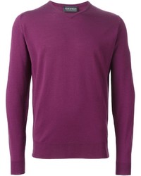 Мужской ярко-розовый свитер с v-образным вырезом от John Smedley