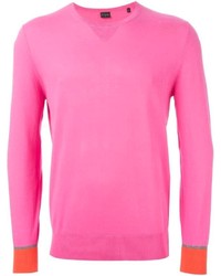 Мужской ярко-розовый свитер с v-образным вырезом от Paul Smith