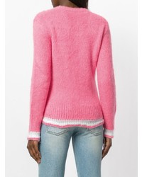 Женский ярко-розовый свитер с v-образным вырезом от MSGM