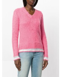Женский ярко-розовый свитер с v-образным вырезом от MSGM