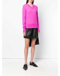 Женский ярко-розовый свитер с v-образным вырезом от Helmut Lang