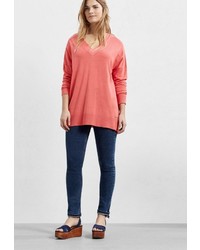 Женский ярко-розовый свитер с v-образным вырезом от Violeta BY MANGO