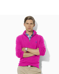 Ярко-розовый свитер с воротником на молнии