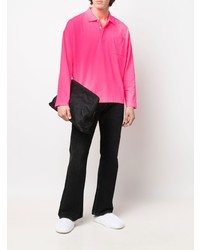 Мужской ярко-розовый свитер с воротником поло от Loewe